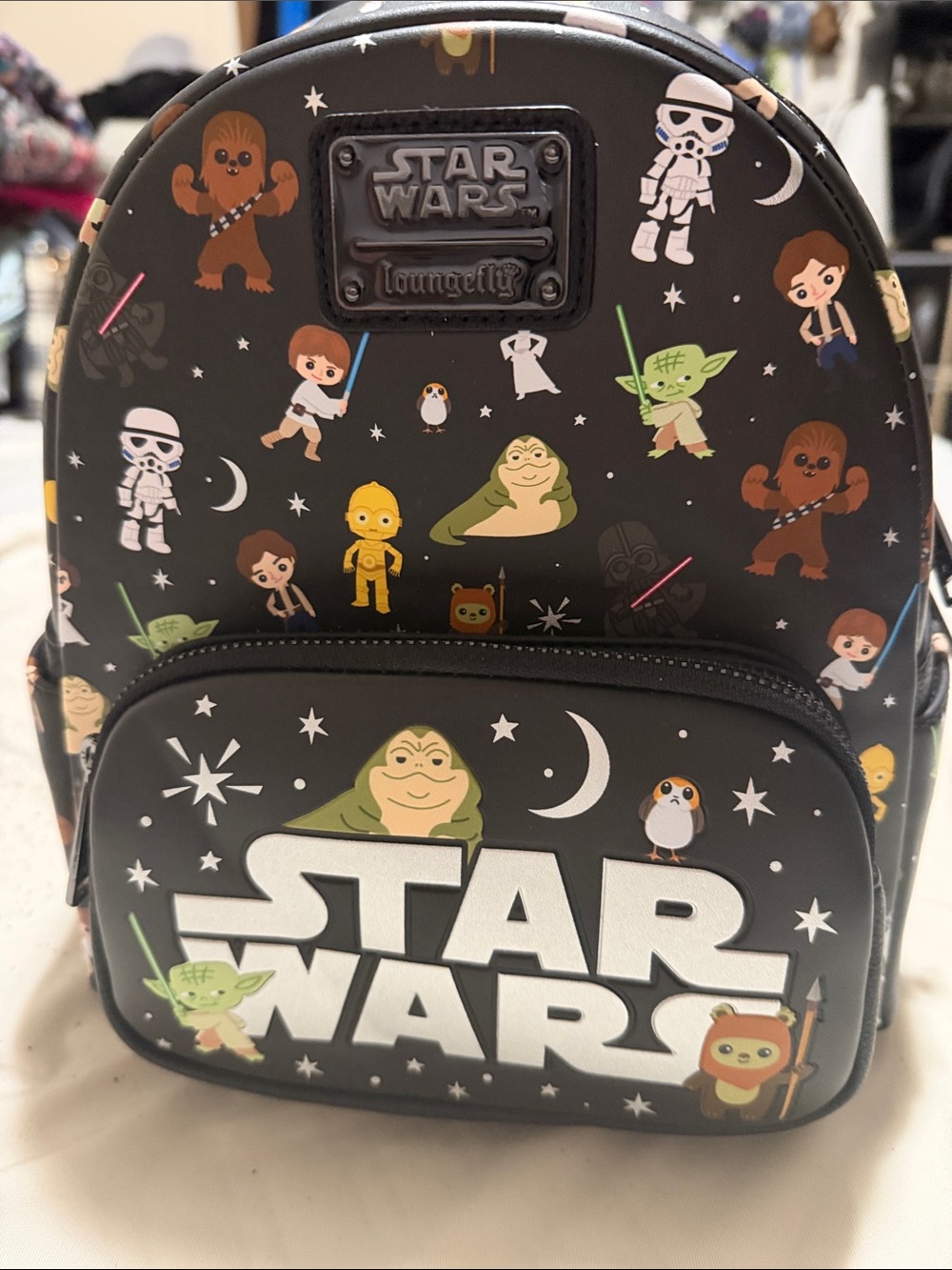 Loungefly Star Wars Kids Black Character Mini Backpack with Multicolor Prints
